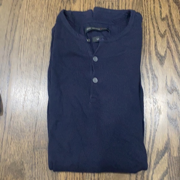 JOHN VARVATOS LONG SLEEVE HENLEY WITH RIB DETAIL - Picture 5 of 6